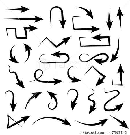 Black arrows. Set of bent icons 47593142