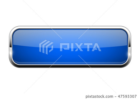 Blue glass button. Shiny rectangle 3d web icon Blue glass button. Shiny rectangle 3d web icon 47593307
