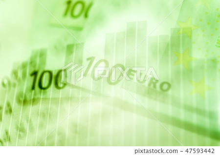 Double exposure Stock market display or forex trading graph and candlestick chart on Euro banknote. Double exposure Stock market display or forex trading graph and candlestick chart on Euro banknote. 47593442