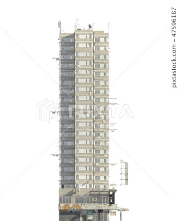 Slum futuristic building isolated on white background 3d illustration 47596187