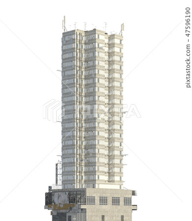 Slum futuristic building isolated on white background 3d illustration Slum futuristic building isolated on white background 3d illustration 47596190