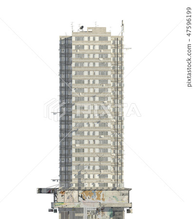 Slum futuristic building isolated on white background 3d illustration 47596199