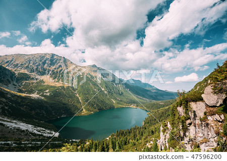Tatra National Park, Poland. Famous Mountains Lake Morskie Oko Or Sea Eye Lake In Summer Day. Topw 47596200
