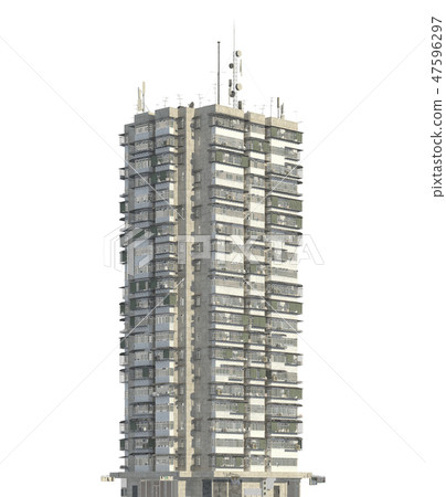 Slum futuristic building isolated on white background 3d illustration 47596297
