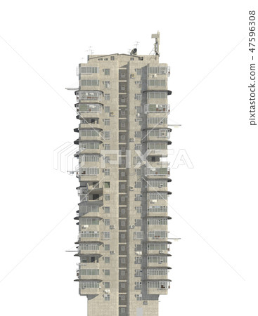 Slum futuristic building isolated on white background 3d illustration 47596308