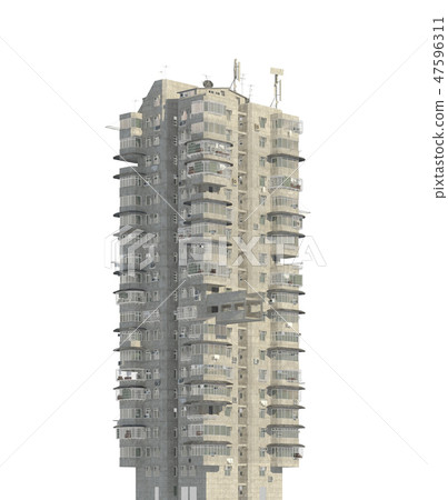 Slum futuristic building isolated on white background 3d illustration 47596311