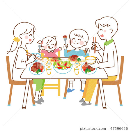 Dining with family - Stock Illustration [47596636] - PIXTA