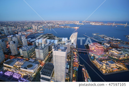 Yokohama city landscape in Japan Overlooking Tokyo Tower, Tokyo Sky Tree, Shibuya, Shinjuku etc from Yokohama clear city center Yokohama city landscape in Japan Overlooking Tokyo Tower, Tokyo Sky Tree, Shibuya, Shinjuku etc from Yokohama clear city center 47597105