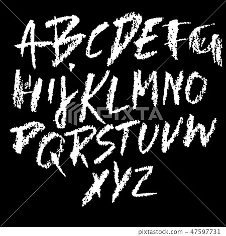 Chalk textured font. Grunge script on chalkboard. Vector calligraphy illustration. Chalk textured font. Grunge script on chalkboard. Vector calligraphy illustration. 47597731