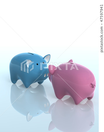 CG 3D illustration Stereoscopic design Pig's piggy bank Marriage marriage lover economic power value 47597941