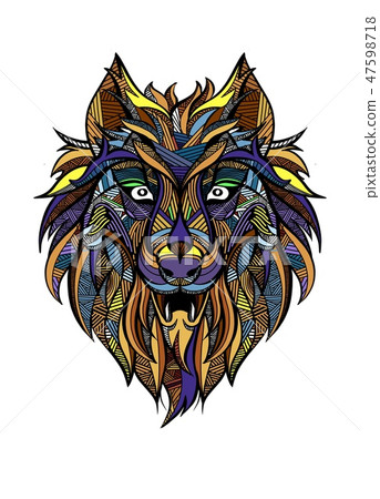 Ornamental vintage wolf predator Ornamental vintage wolf predator 47598718