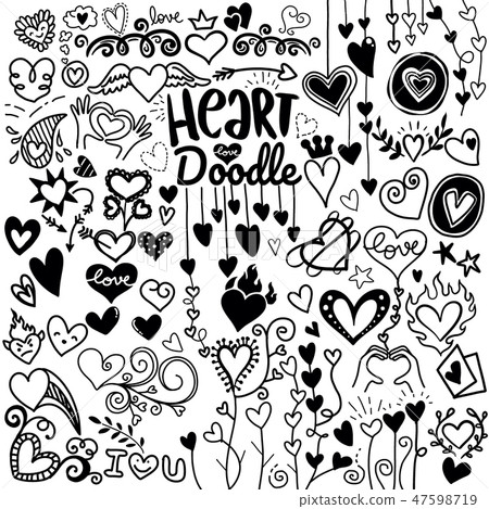 Heart Icons, hand drawn icons and illustrations  47598719