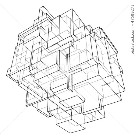 Wireframe Boxes. Sketch style - Stock Illustration [47599273] - PIXTA