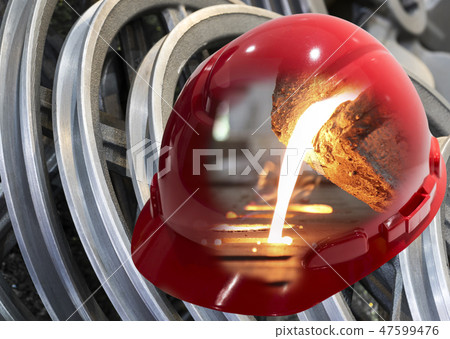 Red Safety helmet with double exposure Red Safety helmet with double exposure 47599476