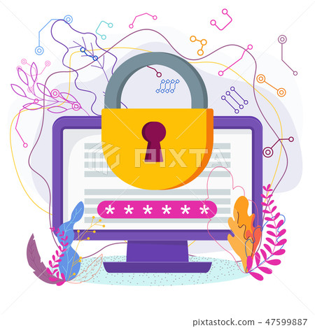 Data protection. Padlock on a computer monitor screen Data protection. Padlock on a computer monitor screen 47599887
