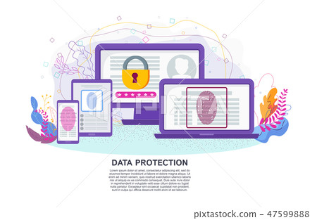 Data protection on devices. Flat vector concept. Data protection on devices. Flat vector concept. 47599888