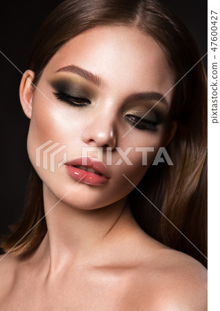 Beautyful girl with bright make up. Cherry lips 47600427