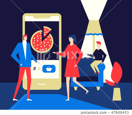 Online food ordering - flat design style colorful illustration Online food ordering - flat design style colorful illustration 47600453