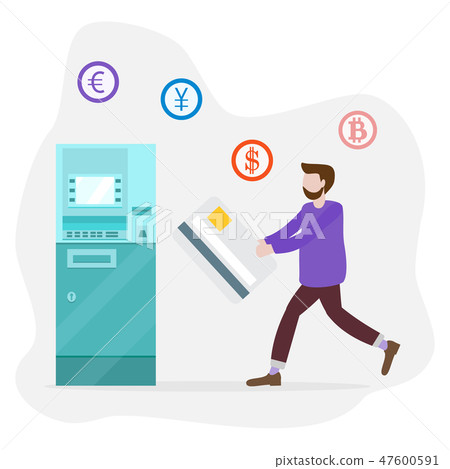 Man goes to ATM with bank card Personal finance 47600591