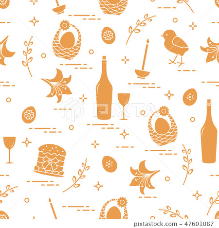 Pattern of Easter symbols 47601087