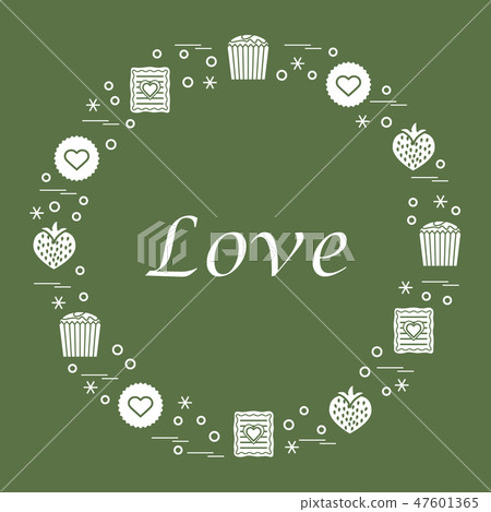 different romantic sweets arranged in a circle 47601365