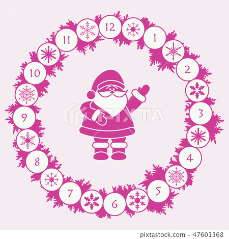 Happy New Year 2019 Santa Claus, Christmas wreath Happy New Year 2019 Santa Claus, Christmas wreath 47601368