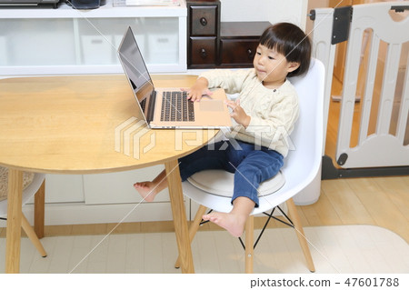 Teenager touching a computer 2 years old 47601788