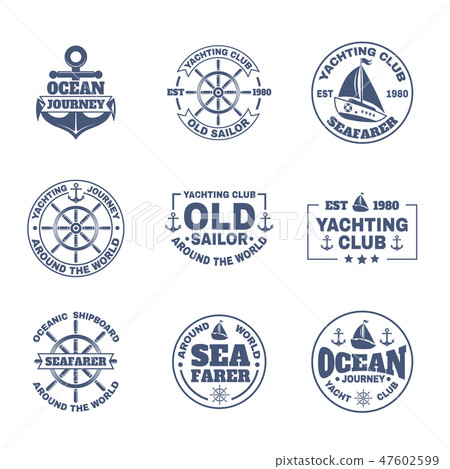 Yacht or ship, boat icons for nautical travel 47602599