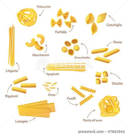 Set of isolated pasta or food for cooking 47602642