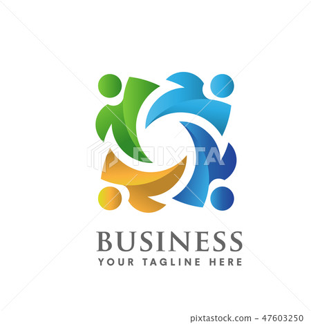 colorful happy concept of social community Logo - Stock Illustration ...