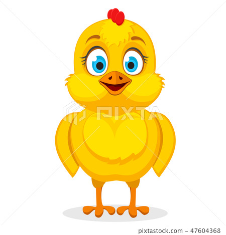 Little chicken smiling, standing on a white. Little chicken smiling, standing on a white. 47604368