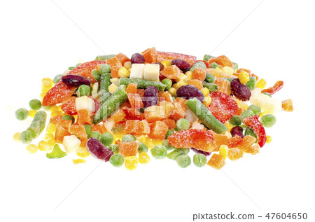 Bunch of frozen vegetables mix with beans isolated 47604650