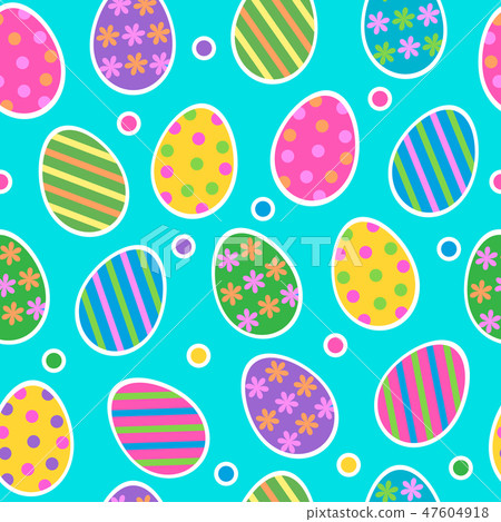 Easter egg seamless pattern vector background with cute colourful painted striped easter eggs 47604918