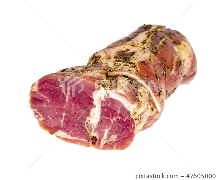Smoked pork neck isolated on white background 47605000