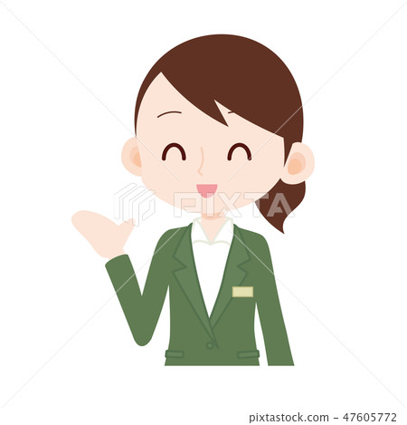 穿著一件綠色夾克的婦女 47605772