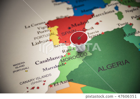 Morocco marked with a flag on the map 47606351