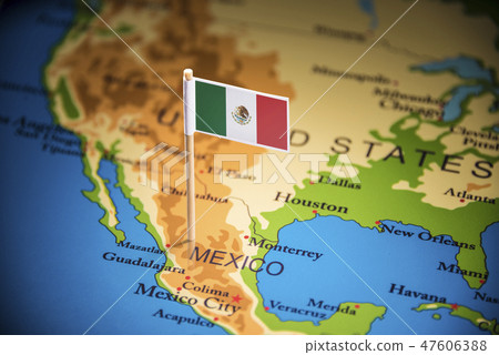Mexico marked with a flag on the map 47606388