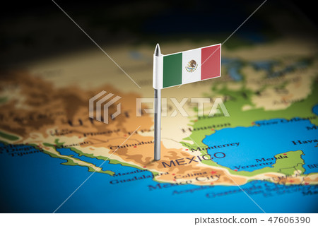 Mexico marked with a flag on the map 47606390