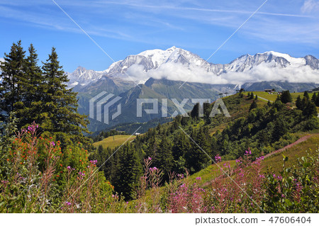 Mountain landscape. French Alps, Mont Blanc view Mountain landscape. French Alps, Mont Blanc view 47606404