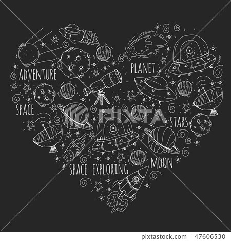 Space vector illustration. Science, technology pattern. Rocket and spaceships. Space vector illustration. Science, technology pattern. Rocket and spaceships. 47606530