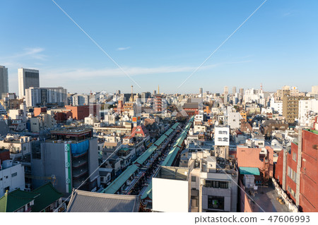Landscape of Asakusa, Asakusaji seen from Asakusa Culture and Tourism Center Landscape of Asakusa, Asakusaji seen from Asakusa Culture and Tourism Center 47606993