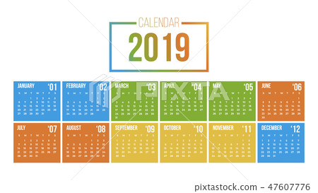 Vector of 2019 new year calendar in clean  47607776
