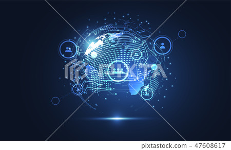Global network connection. World map point Global network connection. World map point 47608617