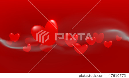 Red floating heart wave-插圖素材 [47610773] - PIXTA圖庫