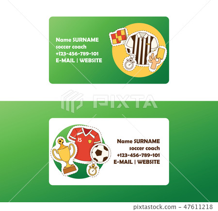 Soccer vector football business card with soccerball and sportswear of footballer or soccerplayer Soccer vector football business card with soccerball and sportswear of footballer or soccerplayer 47611218
