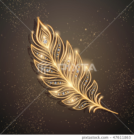 Golden feather brooch 47611863