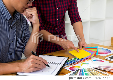 Designer choose color from the color band sample. 47614542