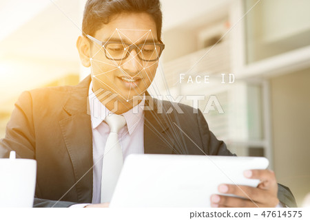 Facial recognition system concept. 47614575