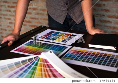 Designers choose color from the color bands sample 47615314