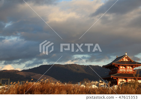 Temple, dusk and prairie 47615353